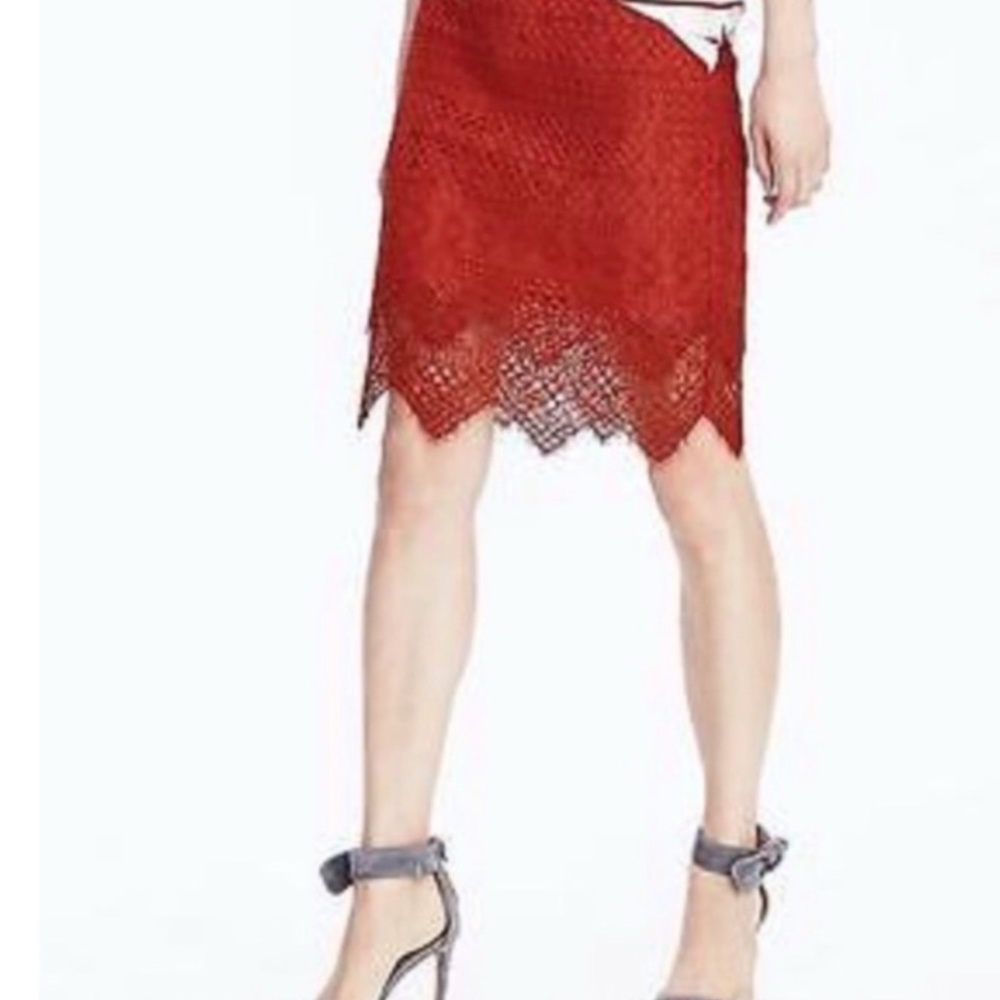 Banana Republic Elegant Red Lace Skirt